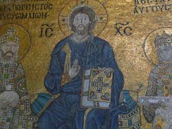 Constantino y Zoe adorando a Cristo en Santa Sofia